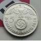 ALEMANIA 5 MARCOS ESVASTICA NAZI 1938 F PLATA III REICH EBC 1