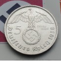 ALEMANIA 5 MARCOS ESVASTICA NAZI 1938 A PLATA III REICH NAZI 1