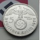 ALEMANIA 5 MARCOS ESVASTICA NAZI 1938 G PLATA III REICH @RARA@