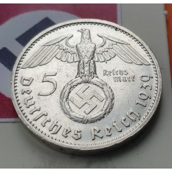 ALEMANIA 5 MARCOS ESVASTICA NAZI 1936 A PLATA III REICH @LUJO@