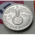 ALEMANIA 5 MARCOS ESVASTICA NAZI 1936 A PLATA III REICH @LUJO@