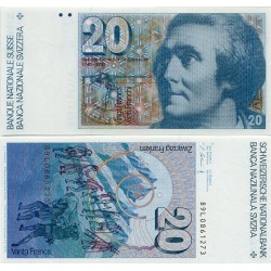 @VER FIRMAS@ SUIZA 20 FRANCOS 1981 HORACE BENEDICT Serie 81V Pick 55C BILLETE SC Switzerland 20 Francs UNC BANKNOTE