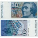 @VER FIRMAS@ SUIZA 20 FRANCOS 1990 HORACE BENEDICT Serie 90K Pick 55I BILLETE SC Switzerland 20 Francs UNC BANKNOTE