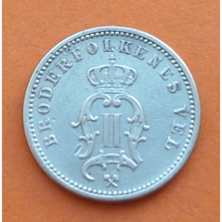 @ESCASA@ NORUEGA 10 ORE 1899 LEON RAMPANTE del REY OSCAR II y ESCUDO KM.350 MONEDA DE PLATA Norway silver