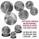 ESTADOS UNIDOS 1976 US MINT SILVER BU SET 1/4 + 1/2 + $1 DOLAR