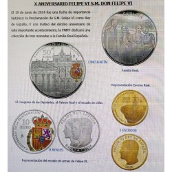 . 1 aaaaacoin 3 MONEDAS @27/NOV. Envío@ X ANIVERSARIO S.M. REY FELIPE VI x ESPAÑA 10 + 50 + 200 EUROS 2024 ORO y PLATA