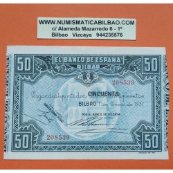 @PRECIOSO@ BILBAO 50 PESETAS 1937 BANCO DE VIZCAYA 208539 BILLETE EBC- EUZKADI Pick S.564 España