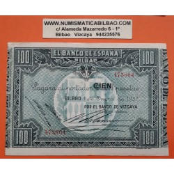 . 1 Billete BANCO DE VIZCAYA x 100 PESETAS 1937 BILBAO Sin Serie MBC+ EUZKADI Pick S.565 Guerra Civil España L/3