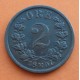 NORUEGA 2 ORE 1897 LEON CON HACHA EN ESCUDO Rey OSKAR II KM.353 MONEDA DE COBRE Norway