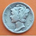 ESTADOS UNIDOS 10 CENTAVOS DIME 1935 MERCURY KM.140 MONEDA DE PLATA MBC USA silver coin