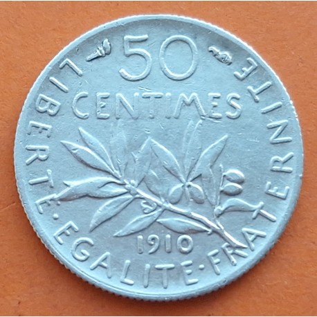 .FRANCIA 50 CENTIMOS 1910 SEMEUSE PLATA SC- SILVER FRANCE