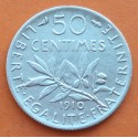 FRANCIA 50 CENTIMOS 1910 SEMBRADORA KM.854 MONEDA DE PLATA MBC France 50 Centimes SEMEUSE