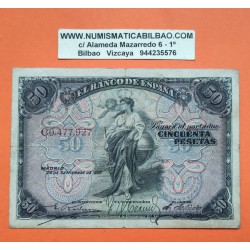 ESPAÑA 50 PESETAS 1906 DAMA ALEGORICA y ESCUDO Serie C 0477927 Pick 58A BILLETE MBC Spain banknote PVP NUEVO 550€