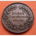 @MUY RARA@ BILBAO MEDALLA 1874 A SUS DEFENSORES DEL SITIO TERCERA GUERRA CARLISTA HONOR y PATRIA COBRE VIZCAYA