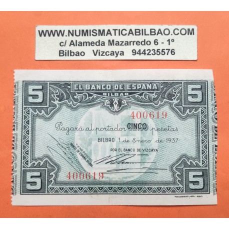 BILBAO 5 PESETAS 1937 BANCO DE VIZCAYA Sin Serie 400619 BILLETE MBC EUZKADI Pick S.561 España