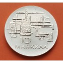 FINLANDIA 10 MARKKAA 1971 HELSINKI PLATA SILVER FINNLAND KM*52