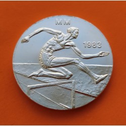 FINLANDIA 50 MARKKAA 1983 SALTADOR DE ATLETISMO y PAISAJE KM.61 MONEDA DE PLATA SC Finnland silver coin