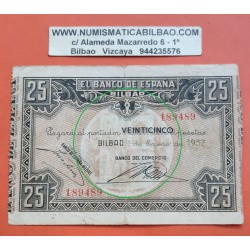 @SELLO EN SECO@ BILBAO 25 PESETAS 1937 BANCO DEL COMERCIO 189489 Pick S.561 BILLETE MBC- Euzkadi Guerra Civil