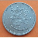 FINLANDIA 1 MARKKAA 1921 S LEON RAMPANTE y ESCUDO KM.27 MONEDA DE NICKEL MBC Finnland 1 Markka