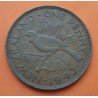 NUEVA ZELANDA 1 PENIQUE 1943 REY JORGE VI y PAJARO 2ª GUERRA MUNDIAL KM.13 MONEDA DE BRONCE MBC+ 1 Penny WWII Epoca Nazi