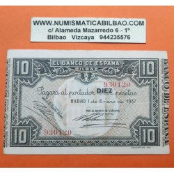 BILBAO 10 PESETAS 1937 BANCO DE VIZCAYA 930120 @RARO@ BILLETE de EUZKADI Pick S.562 España