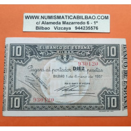 BILBAO 10 PESETAS 1937 BANCO DE VIZCAYA 193120 BILLETE DE EUZKADI Pick S.562 España