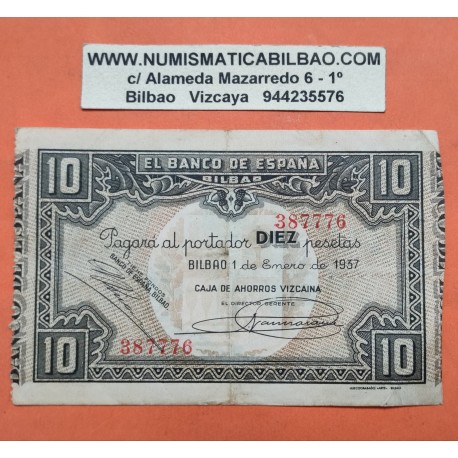 BILBAO 10 PESETAS 1937 BANCO DE VIZCAYA 193120 BILLETE DE EUZKADI Pick S.562 España