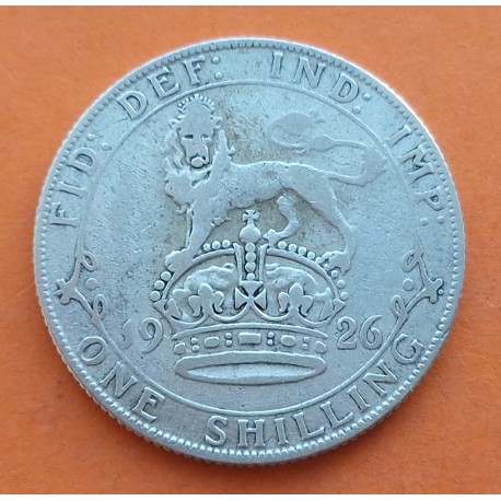 INGLATERRA 1 SHILLING 1926 JORGE V y LEON SOBRE CORONA diseño INGLES KM.816.A MONEDA DE PLATA MBC- UK silver