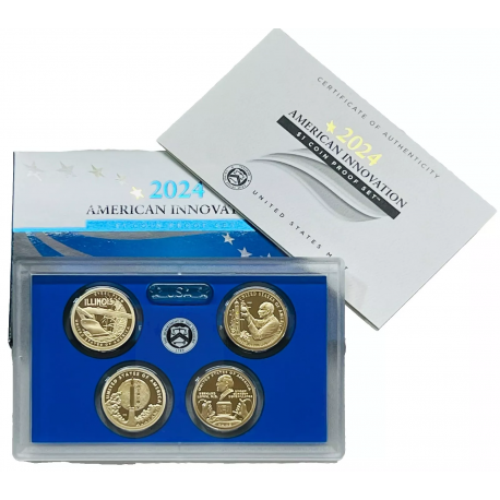 . 1 aaaacoin x 2024 UNITED STATES $1 COIN PROOF SET 4 monedas ESTADOS UNIDOS 1 DOLAR 2024 S AMERICAN INNOVATION