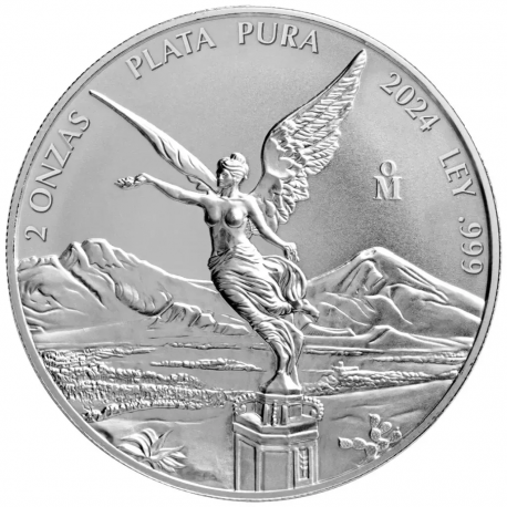 . 1 aaaaacoin @29/NOV Envío@ MEXICO 2 ONZAS 2024 ANGEL LIBERTAD MONEDA DE PLATA SC silver coin OZ OUNCE