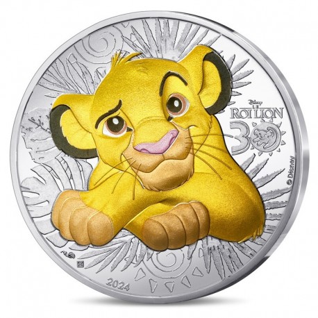 . 1 aaaaacoin @29/NOV Envío@ FRANCIA 10 EUROS 2024 EL REY LEON Película de Disney MONEDA PLATA SC COLORES