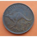 AUSTRALIA 1 PENIQUE 1943 REY JORGE VI y CANGURO 2ª GUERRA MUNDIAL KM.36 MONEDA DE BRONCE MBC- 1 Penny WWII