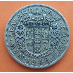 NUEVA ZELANDA 1/2 CORONA 1948 REY JORGE V KM.866 MONEDA DE NICKEL KM.19 MBC- New Zealand Half Crown Georges V