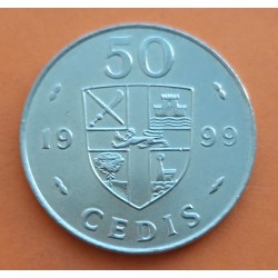 GHANA 50 CEDIS 1999 TAMBORES TRIBALES KM.31 MONEDA DE ACERO SC- Africa coin