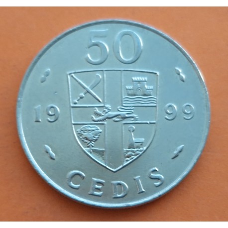 GHANA 50 CEDIS 1999 TAMBORES TRIBALES KM.31 MONEDA DE ACERO SC- Africa coin