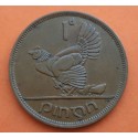 IRLANDA 1 PENIQUE 1946 GALLINA y POLLUELOS KM.11 MONEDA DE BRONCE MBC Ireland Eire 1 Penny