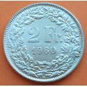 SUIZA 2 FRANCOS 1960 B GUILLERMO TELL y ESCUDO KM.25 MONEDA DE PLATA SC- Switzerland 2 Francs silver coin