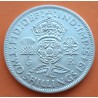 INGLATERRA 2 SHILLINGS 1945 JORGE VI y FLOR KM.855 MONEDA DE PLATA MBC++ UK Silver WWII