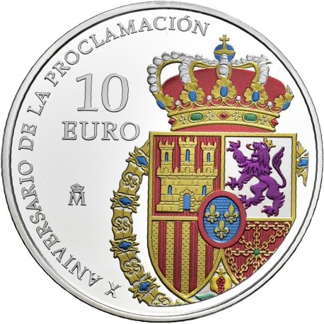 . 1 aaaaacoin @ENVÍO MAÑANA@ X ANIVERSARIO S.M. REY FELIPE VI x ESPAÑA 10 EUROS 2024 MONEDA DE PLATA COLORES ESTUCHE FNMT