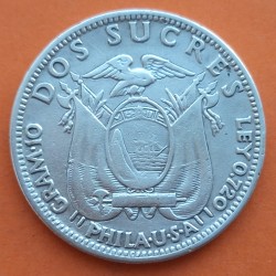 .ECUADOR 2 SUCRES 1944 Ceca Mexico JOSE DE SUCRE PLATA SILVER