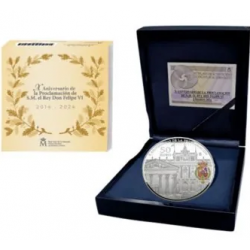 . ESPAÑA 10 EUROS 2015 PLATA 70 AÑOS DE PAZ REY FELIPE VI FNMT