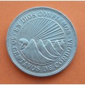 @ESCASA@ NICARAGUA 50 CENTAVOS DE CORDOBA 1954 SOL y MONTALLAS - EN DIOS CONFIAMOS KM.20 MONEDA DE NICKEL EBC/SC-