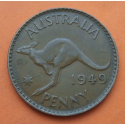 AUSTRALIA 1 PENIQUE 1949 REY JORGE VI y CANGURO KM.43 MONEDA DE BRONCE MBC 1 Penny