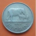 MALAWI 1 FLORIN 1964 ELEFANTES y PRESIDENTE KM.3 MONEDA DE NICKEL MBC Africa coin