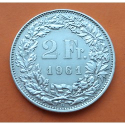 SUIZA 2 FRANCOS 1961 B GUILLERMO TELL y ESCUDO KM.25 MONEDA DE PLATA MBC+ Switzerland 2 Francs silver coin