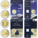 . 2 monedas x ANDORRA 2 EUROS 2017 CENTENARIO DEL HIMNO + ANDORRA PAIS DE LOS PIRINEOS SC @RARAS@ COINCARD/ESTUCHE