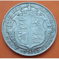 INGLATERRA 1/2 CORONA 1917 REY JORGE V KM.818 MONEDA DE PLATA MBC- Great Britain UK Half Crown silver coin R/2