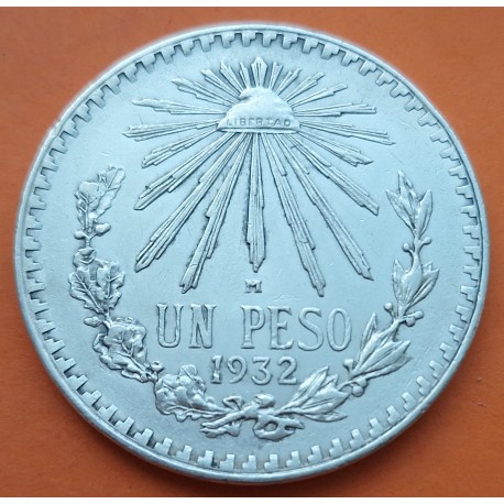 MEXICO 1 PESO 1932 GORRO FRIGIO KM.455 MONEDA DE PLATA MBC+ silver coin ESTADOS UNIDOS MEXICANOS R/2