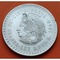 MEXICO 5 PESOS 1948 INDIO CUAUHTEMOC KM.465 MONEDA DE PLATA EBC- Mejico silver coin 0,87 ONZAS R/3