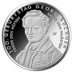 @PLATA - PROOF@ ALEMANIA 10 EUROS 2013 Ceca F GEORGE BUCHNER ESCRITOR y CIENTIFICO KM.318 MONEDA PP BRD euro coin